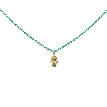 Collana argento verde Rue Des Mille Golden Mate donna con mano Fatima oro 18K-GRV-K3-MAN-1