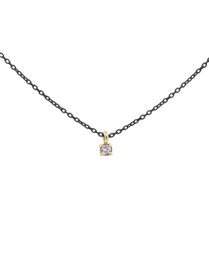 Collana punto luce Rue Des Mille Golden Mate da donna in argento 925 con ciondolo oro 18kt e diamante con catena smaltata nera 18K-GRV.K8.DCAST
