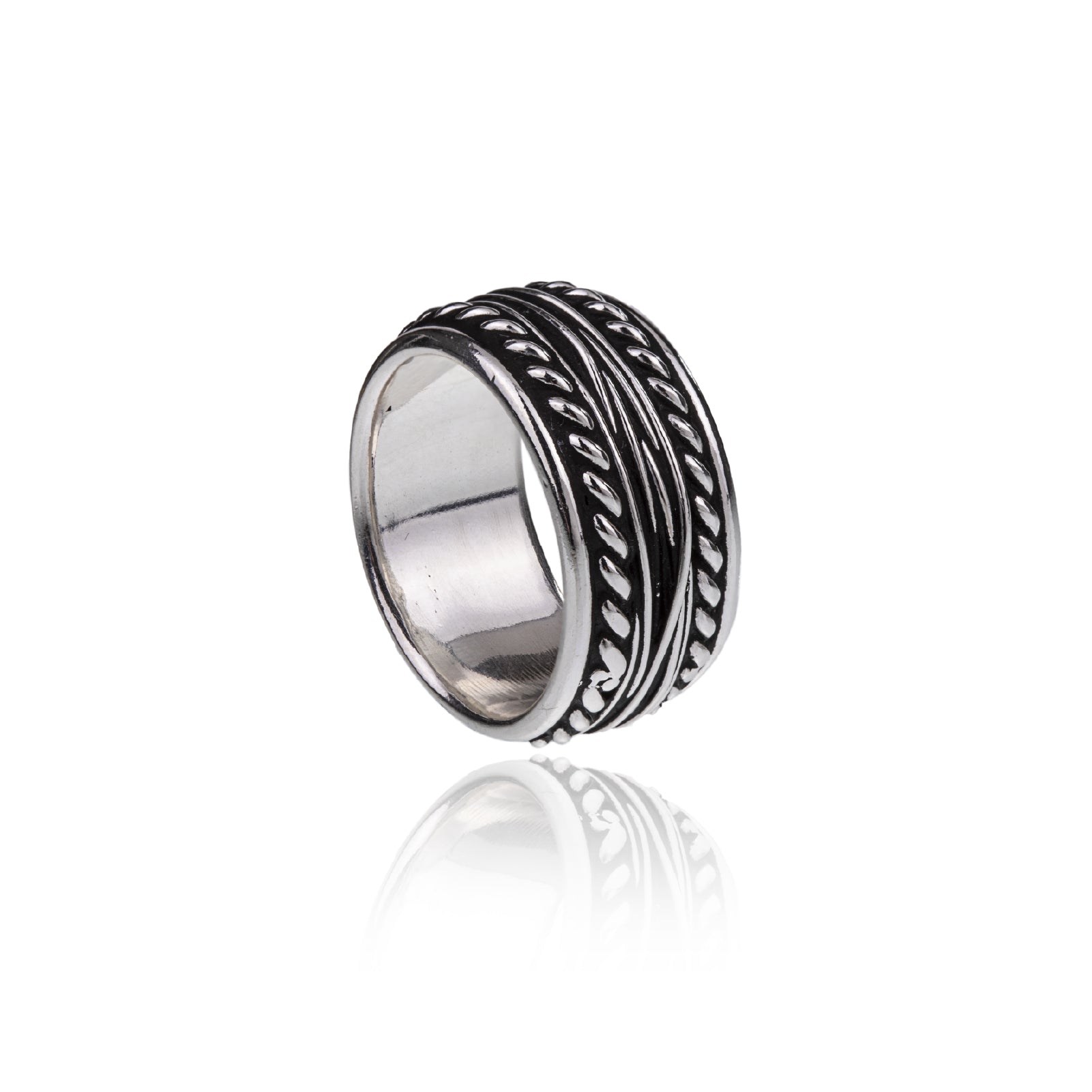 Anello fascia Burroni argento corde nautiche filigrana etrusca 18