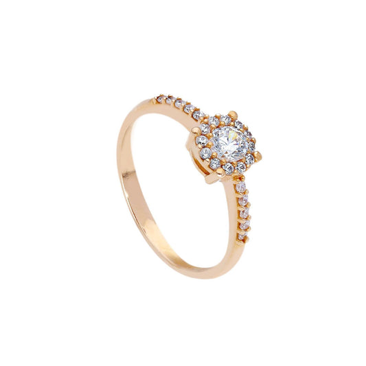 Anello donna JOY Gioielli in oro rosa con zirconi piccoli e uno grande 190904-1