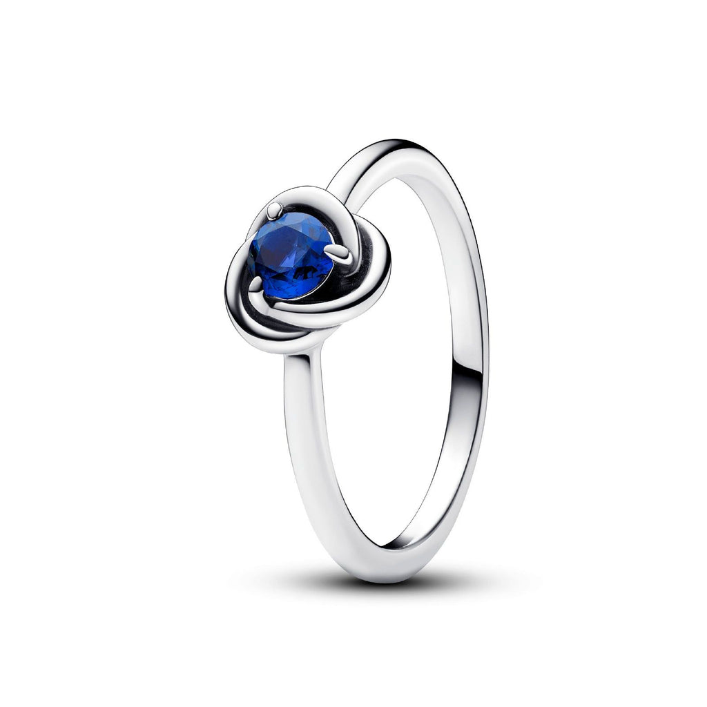 Anello donna della collezione Pandora Moments Cerchio Eterno Blu Settembre in argento sterling 925 con cristallo blu 192993C09