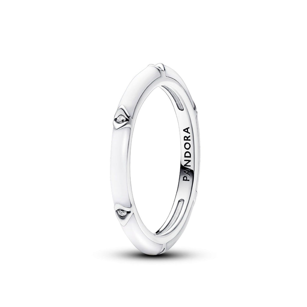 Anello donna della collezione Pandora ME in argento sterling 925 con smalto bianco e 6 cubic zirconia 193089C01