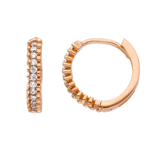 Orecchini cerchio donna JOY Gioielli in oro rosé con zirconi e sferette 194334-1