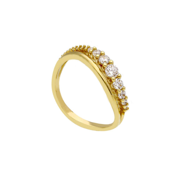 Anello veretta ondulato donna JOY Gioielli Oro oro giallo con cristalli 194884-1