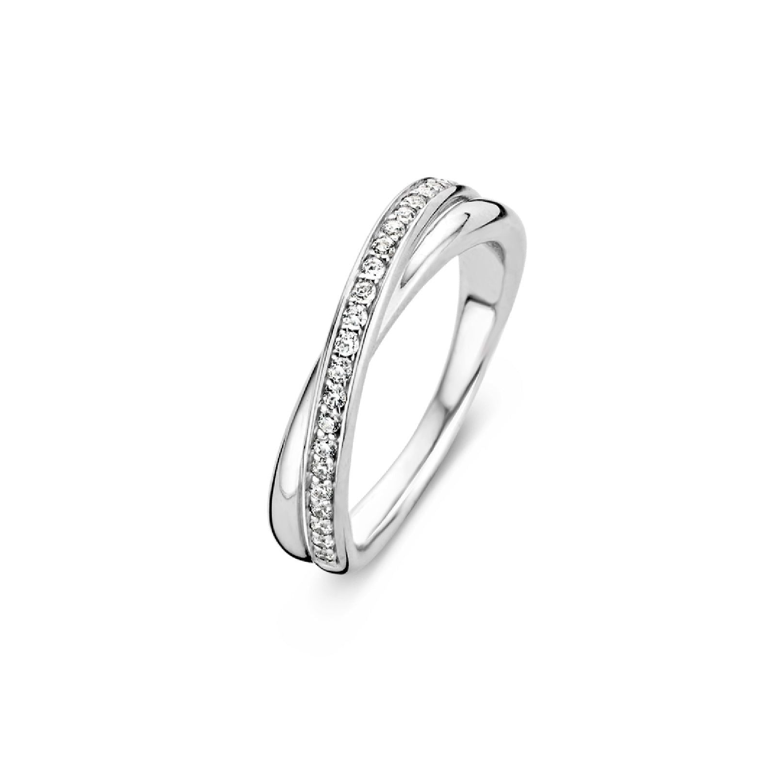 Anello veretta donna TI SENTO Milano in argento doppia linea con zirconi 1953ZI-1