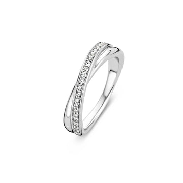 Anello veretta donna TI SENTO Milano in argento doppia linea con zirconi 1953ZI-1