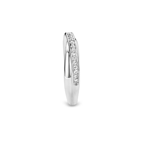 Anello veretta donna TI SENTO Milano in argento doppia linea con zirconi 1953ZI-2