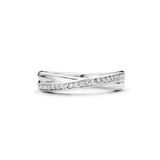 Anello veretta donna TI SENTO Milano in argento doppia linea con zirconi 1953ZI-3