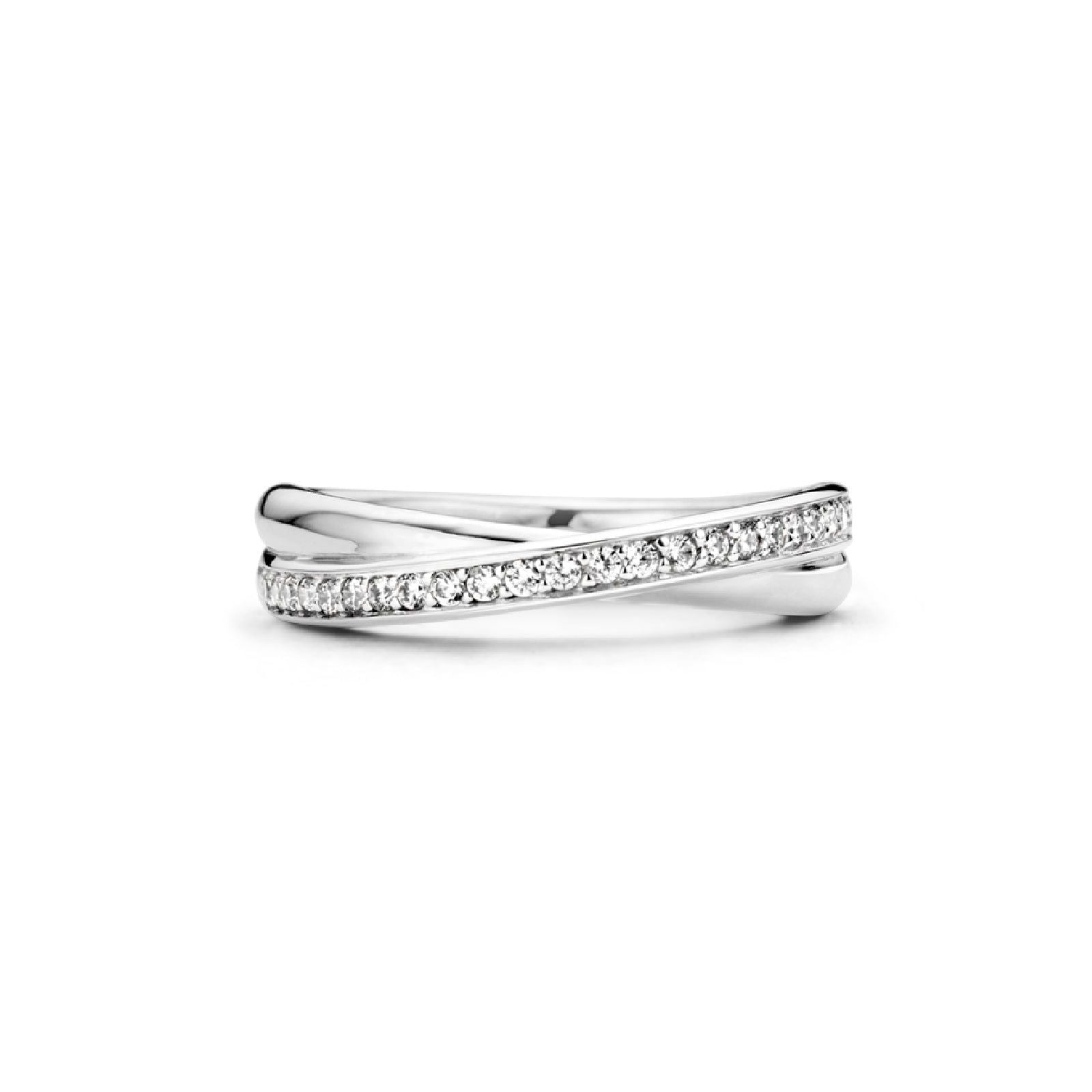 Anello veretta donna TI SENTO Milano in argento doppia linea con zirconi 1953ZI-3