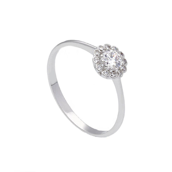 Anello donna JOY Gioielli in oro bianco con solitario e zirconi più piccoli 196304-1
