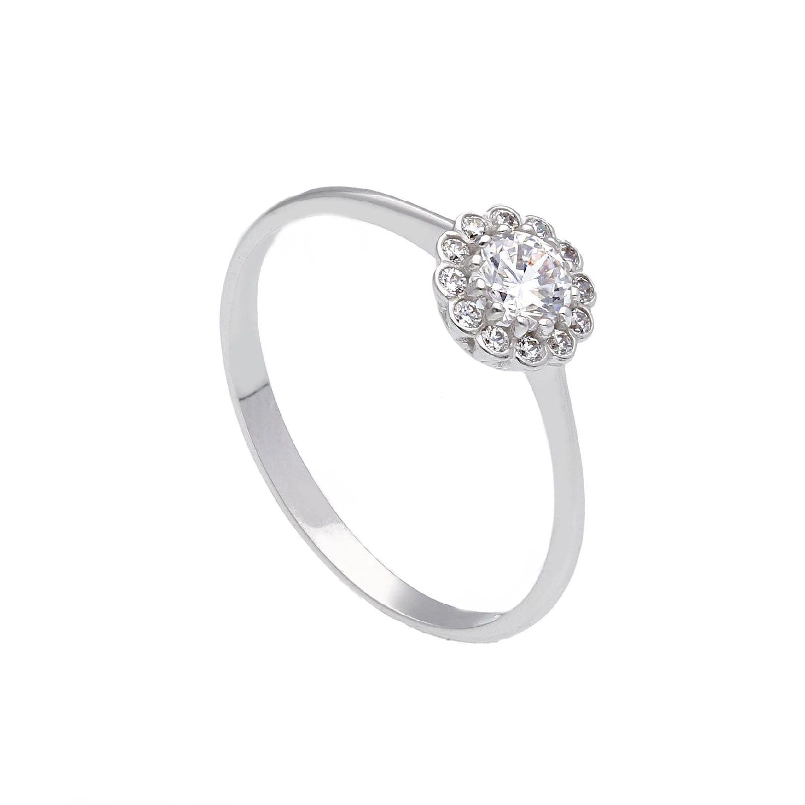 Anello donna JOY Gioielli in oro bianco con solitario e zirconi più piccoli 196304-1