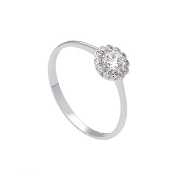 Anello donna JOY Gioielli in oro bianco con solitario e zirconi più piccoli 196304-1