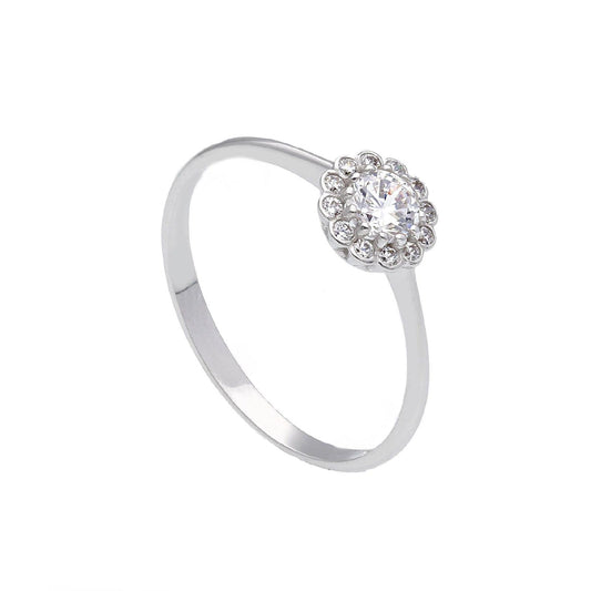 Anello donna JOY Gioielli in oro bianco con solitario e zirconi più piccoli 196304-1