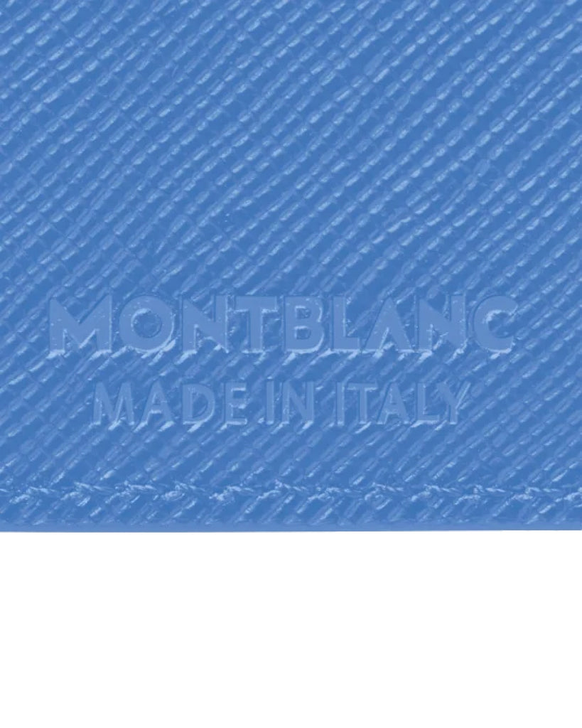 Porta carte da uomo Montblanc Sartorial in pelle e tessuto di colore dusty blue con 5 aperture 198245
