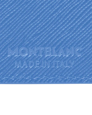 Porta carte da uomo Montblanc Sartorial in pelle e tessuto di colore dusty blue con 5 aperture 198245