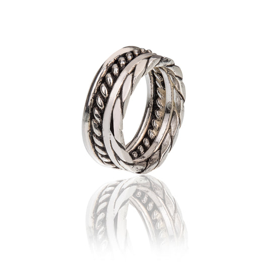Anello fascia Burroni argento cuore nautico e filigrana etrusca 19