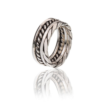 Anello fascia Burroni argento cuore nautico e filigrana etrusca 19