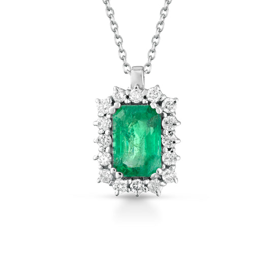Collana PG Gioielli oro diamante 0,13ct e smeraldo 0,63 ct MISURA UNICA