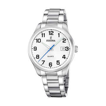 Orologio solo tempo uomo Festina acciaio quadrante bianco MISURA UNICA