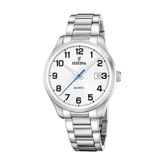 Orologio solo tempo uomo Festina acciaio quadrante bianco MISURA UNICA