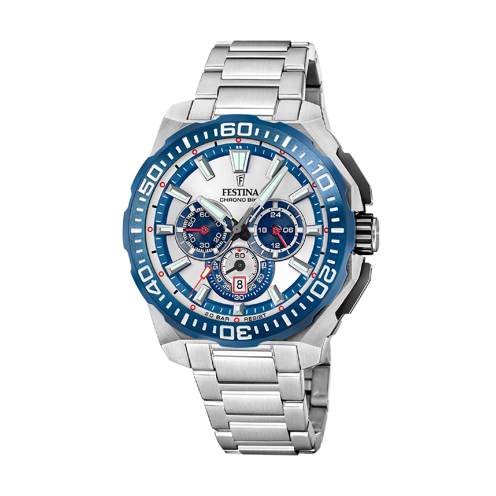 Orologio cronografo da uomo Festina acciaio quadrante blu MISURA UNICA