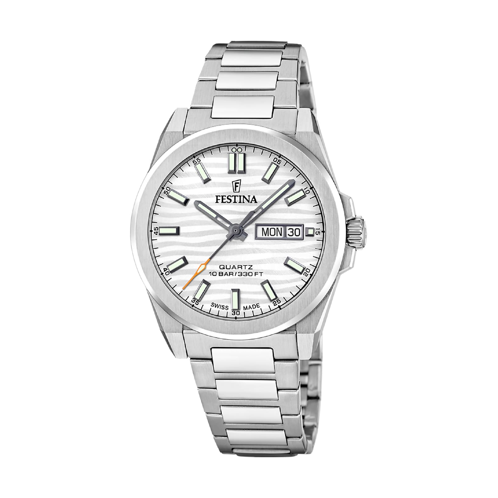 Orologio Festina in acciaio con quadrante bianco e datario MISURA UNICA