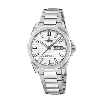 Orologio Festina in acciaio con quadrante bianco e datario MISURA UNICA