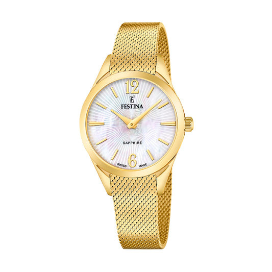 Orologio solo tempo Festina acciaio dorato a maglia mesh MISURA UNICA