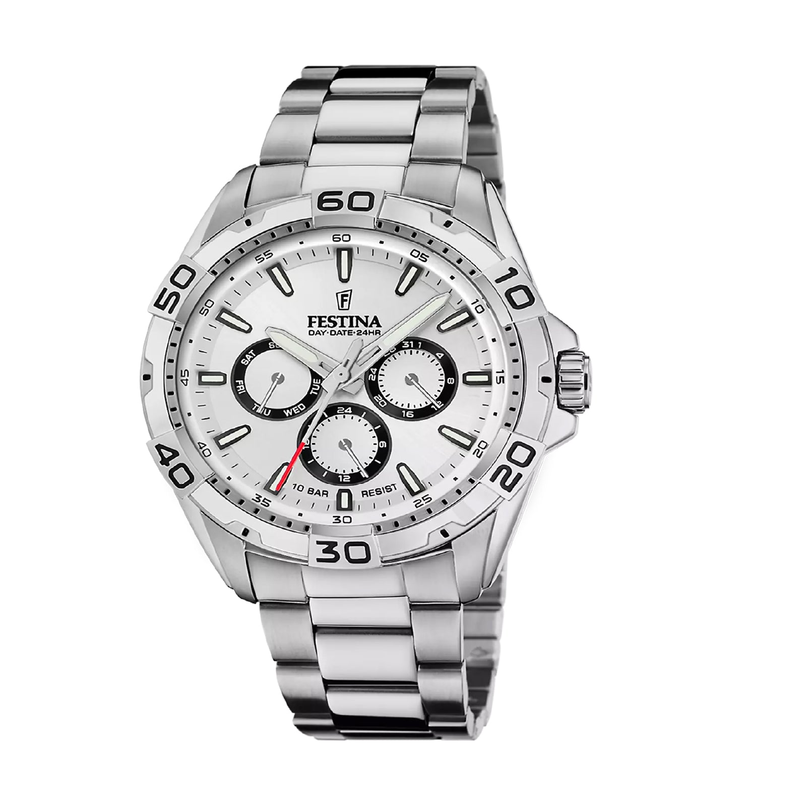 Orologio Festina Multifunzione da uomo in acciaio con quadrante bianco MISURA UNICA