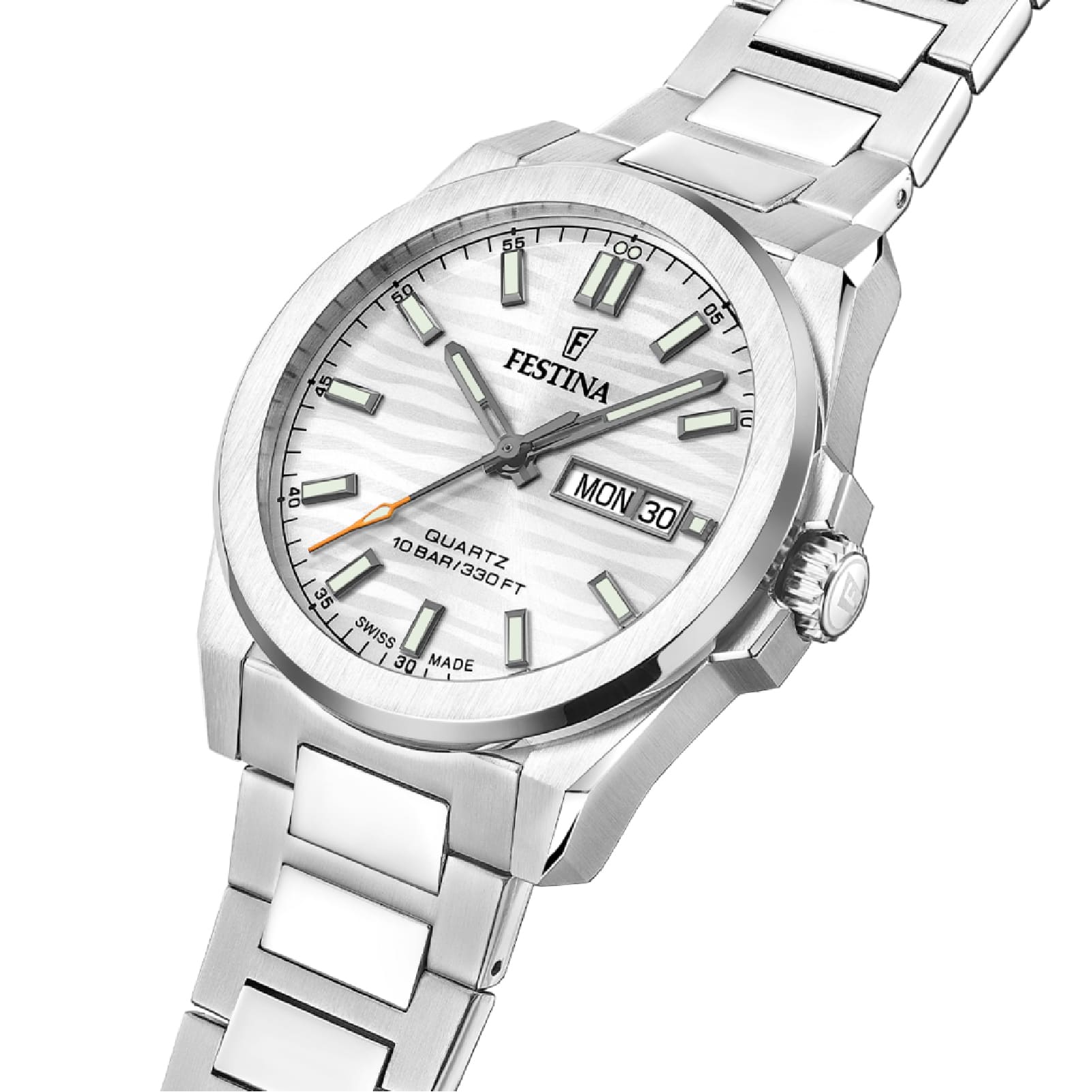Orologio Festina in acciaio con quadrante bianco e datario MISURA UNICA