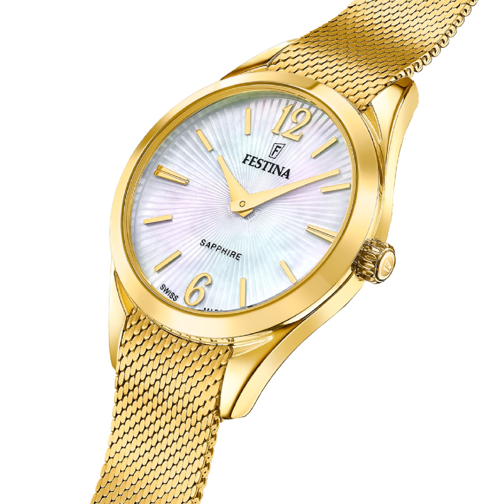 Orologio solo tempo Festina acciaio dorato a maglia mesh MISURA UNICA