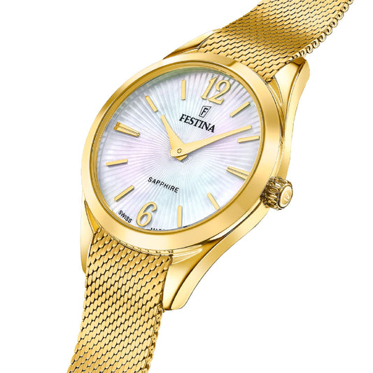 Orologio solo tempo Festina acciaio dorato a maglia mesh MISURA UNICA