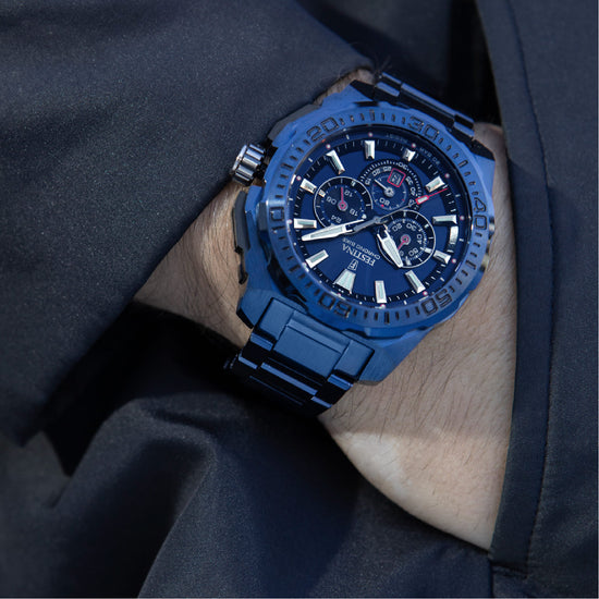 Orologio cronografo da uomo Festina in acciaio di colore blu MISURA UNICA