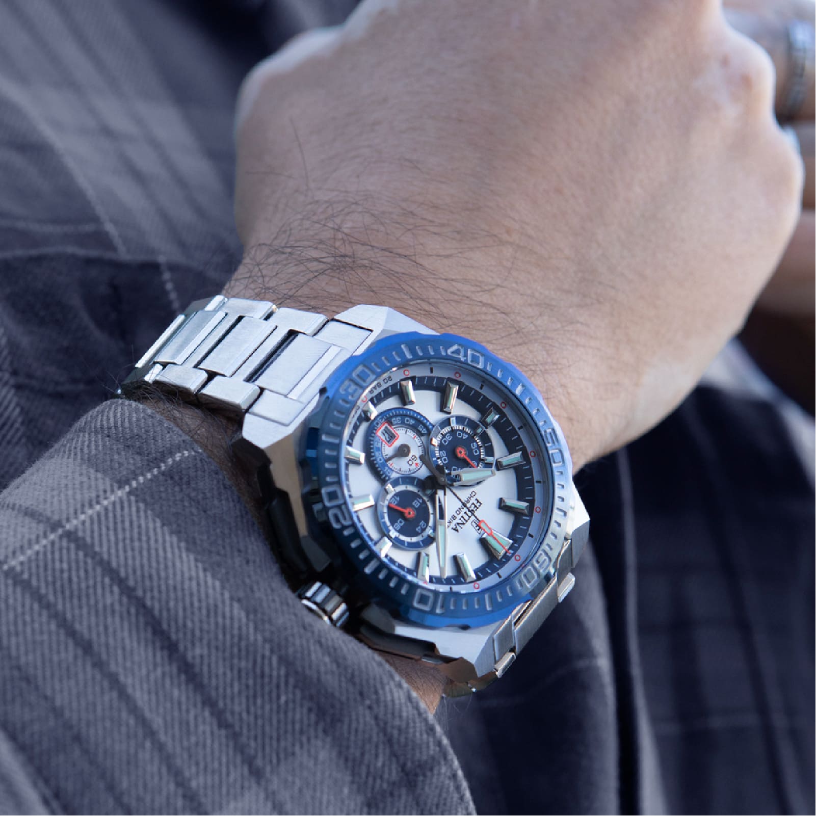 Orologio cronografo da uomo Festina acciaio quadrante blu MISURA UNICA
