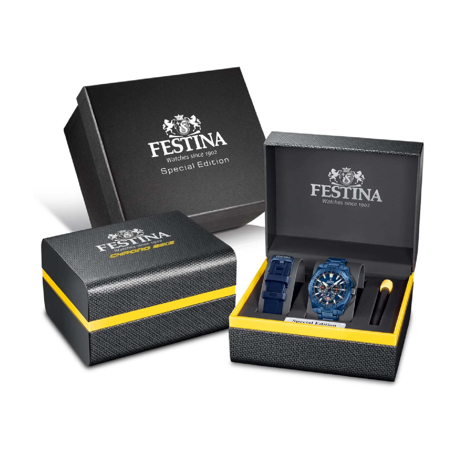 Orologio cronografo da uomo Festina in acciaio di colore blu MISURA UNICA