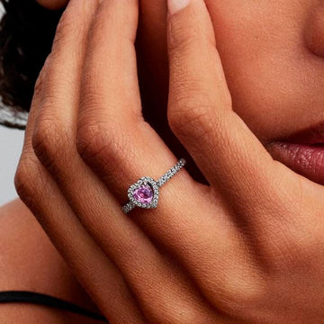 Anello Pandora in argento con cristallo taglio cuore colore rosa