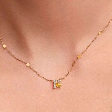 Collana Pandora in argento dorato con ape e cristalli
