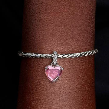 Charm Pandora in argento con cuore rosa festa della mamma