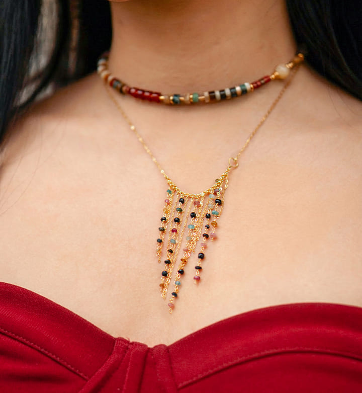 Parure Maman et Sophie con collane con pietre multicolore da donna