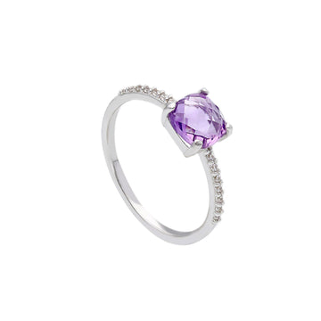 Anello donna JOY Gioielli Oro in oro bianco con zircone viola e bianchi 203488-1