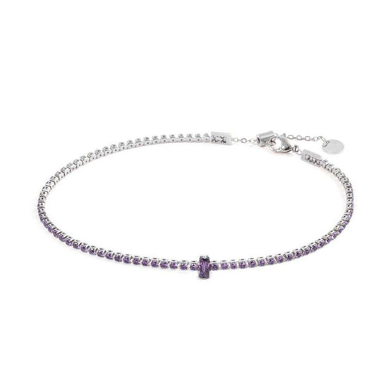 Cavigliera tennis donna Marlù Ankle Party in acciaio con zirconi viola 20CV059-P-1