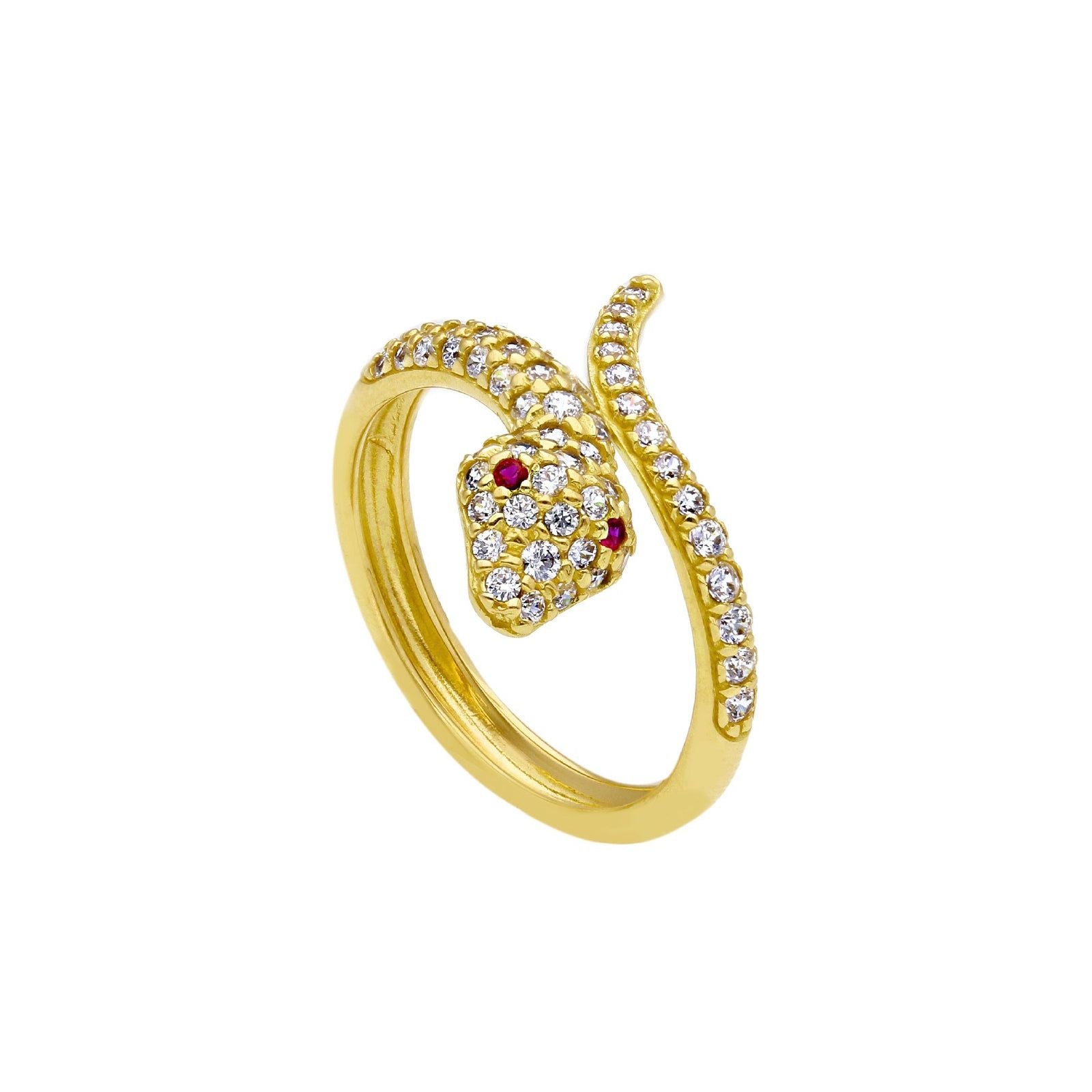 Anello donna JOY Gioielli in oro giallo a forma di serpente con zirconi bianchi e rossi 211599-1