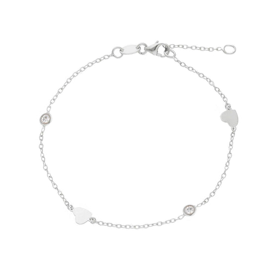 Bracciale donna JOY Gioielli in oro bianco con zirconi e cuori 212125-1