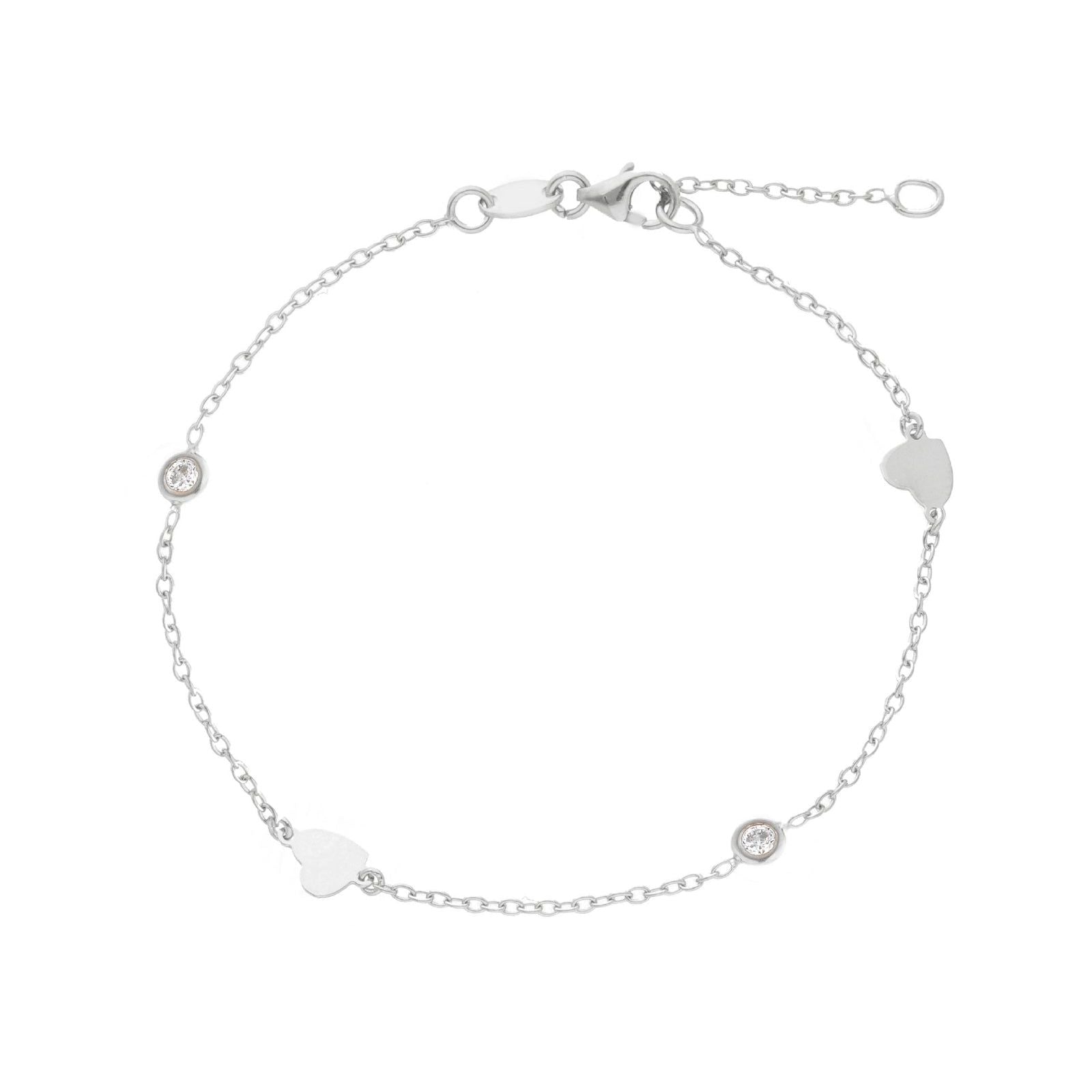 Bracciale donna JOY Gioielli in oro bianco con zirconi e cuori 212125-1
