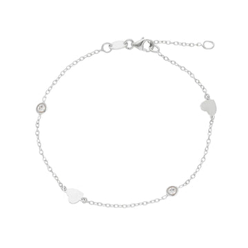 Bracciale donna JOY Gioielli in oro bianco con zirconi e cuori 212125-1