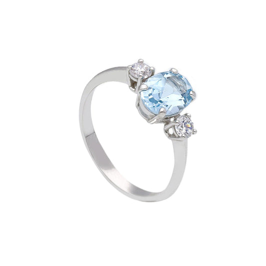 Anello trilogy donna JOY Gioielli in oro bianco zirconi e topazio azzurro 217459-1