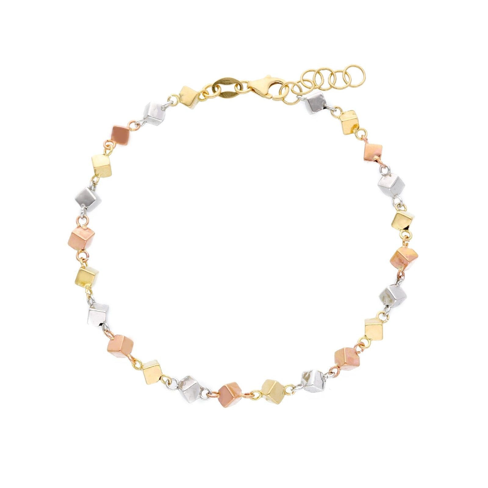 Bracciale donna JOY Gioielli in oro bianco, giallo e rosé piccoli cubi 221847-1
