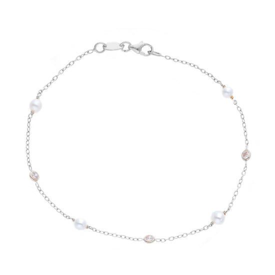 Bracciale donna JOY Gioielli Oro in oro bianco con zirconi e perle 223265-1