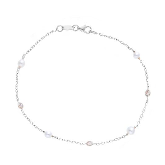 Bracciale donna JOY Gioielli Oro in oro bianco con zirconi e perle 223265-1