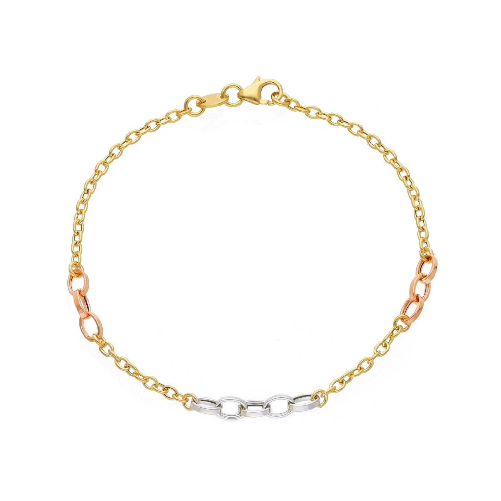 Bracciale donna JOY Gioielli in oro giallo, rosé e bianco con maglie ovali 226859-1